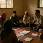 Warga duduk melingkar dalam pertemuan komunitas untuk memperkuat solidaritas gerakan sosial
